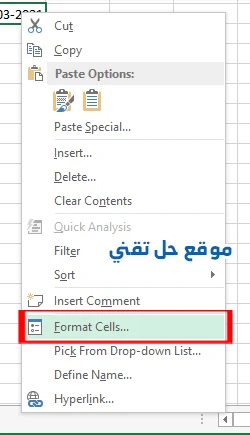 تنسيقات الخلايا في برنامج Excel